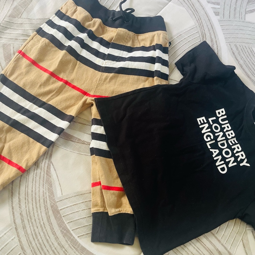 Burberry Black and Tan Kids Matching Set